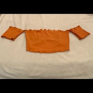 Orange Crop Top w Cap Sleeves